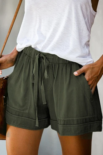 Damen Bermuda Kurze Hose Sommerhose Kordelzug Freizeithose Tasche Strandhose DE - Bild 19 von 38