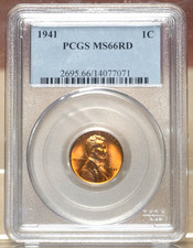1941 Lincoln Wheat Cent Pcgs Ms66rd 077071