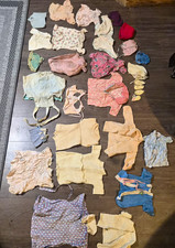 Vintage Doll Clothes Lot 30 Pcs Handmade Knit Crochet Dresses Bonnets 40s 50s