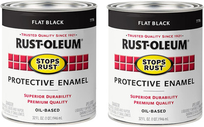 Stops Rust Brush On Protective Enamel Paint, Flat Black