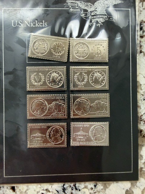 UNITED STATES NUMISTAMP US NICKELS SERIES SET LOT OF 8 MEDAL MORT REED #1382