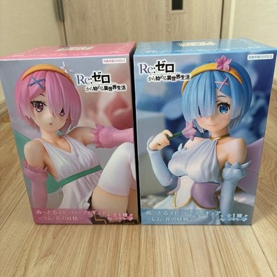 FuRyu Re Zero Ram Rem Flower Fairy Noodle Stopper Figure Set of 2 Japan New