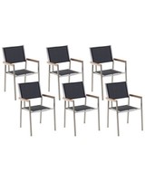 Gartenstuhl Set 6 StüHle Polyester/Edelstahl Schwarz Grosseto