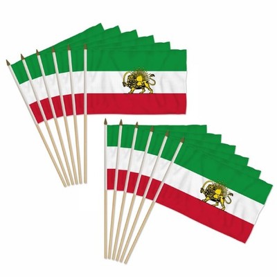 12pc Pack of Iran Lion 12x18in Handheld Country Stick Flags