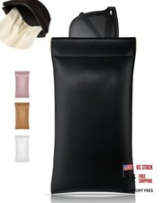 Soft Sunglasses Case for Women Men, Large Squeeze Top Eyeglass Pouch with Black