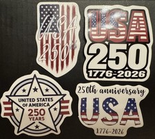 6 ct. 250th Anniversary Sticker USA 1776-2026 American Flag 2  Souvenir Decals