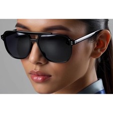 Retro Vintage Sunglasses Women Oversized Dark Black Lens Shades Eye Wear Gafas