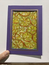 Abstract Lemons,fruit ,spring,original,miniature Painting,small,mini,