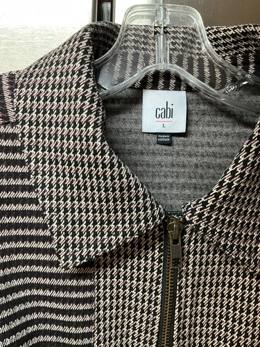 CABI SIZE LARGE JACKET HOUNDSTOOTH BARON BLAZER ZIP FRONT PREPPY ACADEMIA #4496 - Picture 9 of 19