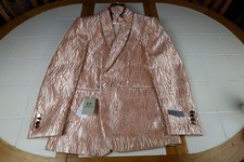 Kent Park Orange Pink Gold Blazer Tuxedo Jacket W/ Bowtie J162 Men's Size 40