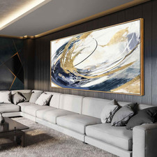 Large Artwork Abstract Painting 30"X 60"Gold Wall Decor Abstract Wall Art for Li