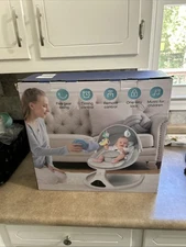 Baby Swing - 5 Sway Speeds With 12 Lullabies, Bluetooth, Portable Rocker (BLACK)