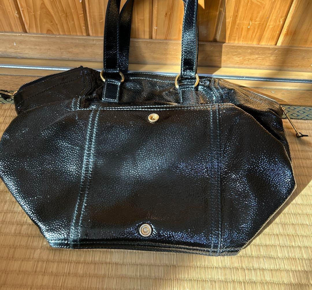 [N MINT] Borsa tote Yves Saint Laurent Rive Gauche Down Town nera in pelle verniciata