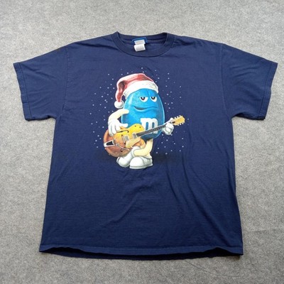 MMs Shirt Mens Large Navy Blue Character Santa Guitar Christmas Vintage Y2K 90s