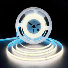 COB LED Strip Lights White 6000K,DC12V 16.4Ft/5M 320Leds/M CRI90 Flexible LED Ta