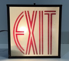Vintage Art Deco Reverse Painted Glass And Metal Exit Light Door Sign Vintage Art Deco Reverse Painted Glass And Metal Exit Light Door Sign