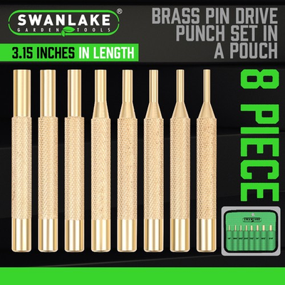 #ad 8 Pieces Brass Drive Pin Punches Set Gunsmith Drift Pin Jeweler Roll Up Case $13.99