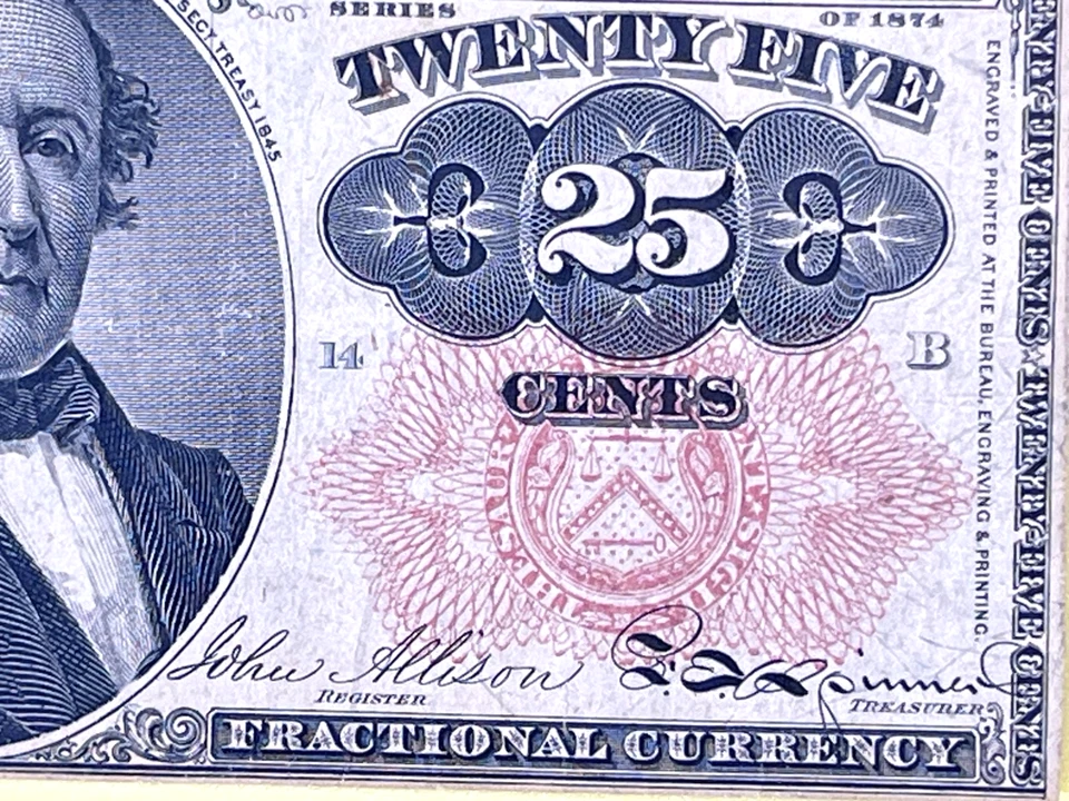 US 25 Cents Fractional Currency, 5th Issue, Fr1308, Green back XF+ - Image 3 of 4