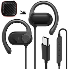Open Ear Headphones Wired for Samsung S25 S24 Ultra S23 Fe S22 A35, USB Type...