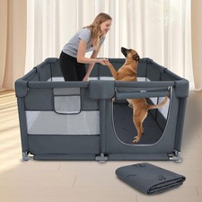 Dog Playpen Oxford Fabric Dog Fence with Washable Pee Pads,50 x 50 x 26 Inche...