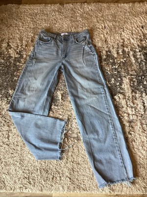 VERVET BLUE Light Wash Flare Wide Leg Distressed Denim Jeans Women's 31