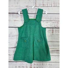 VTG Carters Girls Green Jumper Dress Size 6 Pinafore 70s-80s era Retro Pockets