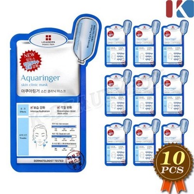 LEADERS INSOLUTION Aquaringer Skin Mask 25ml x 10pcs Deep Hydrating K-Beauty NEW