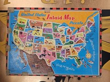 Vintage United States Map Inlaid Puzzle 1950 Saalfield