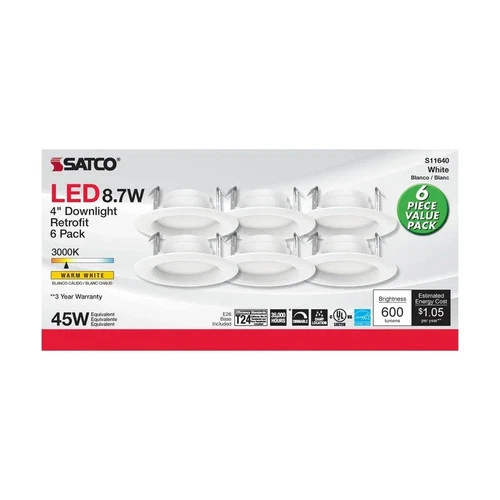 8.7W - LED Downlight Retrofit - 4 inch - 90 CRI - 3000K - 120V - 6-PACK - Picture 5 of 7