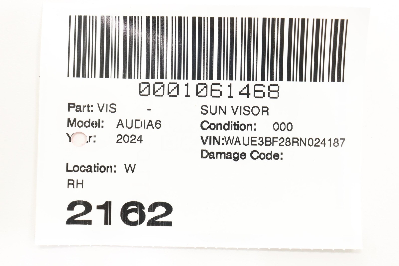 2023 - 2025 AUDI A6 FRONT RIGHT WINDSHIELD SUNVISOR OEM 5G0010029D TRIM_MN