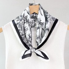 Sketch Flowers Paisley Print 100 Mulberry Silk Shawl Scarf Necktie Kerchief 21"