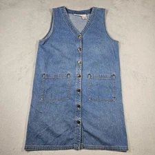 VTG Susan Bristol Denim Dress Women S Jumper Button Front Pockets Cotton Y2K 90s