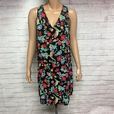 Old Navy Floral Tropical Bird Sleeveless Shift Dress Womens Large Rayon Resort