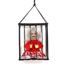 Haunted Caged Doll Prop with Screaming Voice – Spooky Halloween Decor