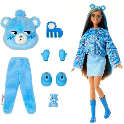 Barbie-Puppe der Cutie Reveal Glücksbärchis-Reihe mit Accessoires und Brummbärch