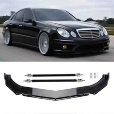 For Benz W211 E350 E500 E55 AMG Front Bumper Lip Spoiler Splitter Glossy Black