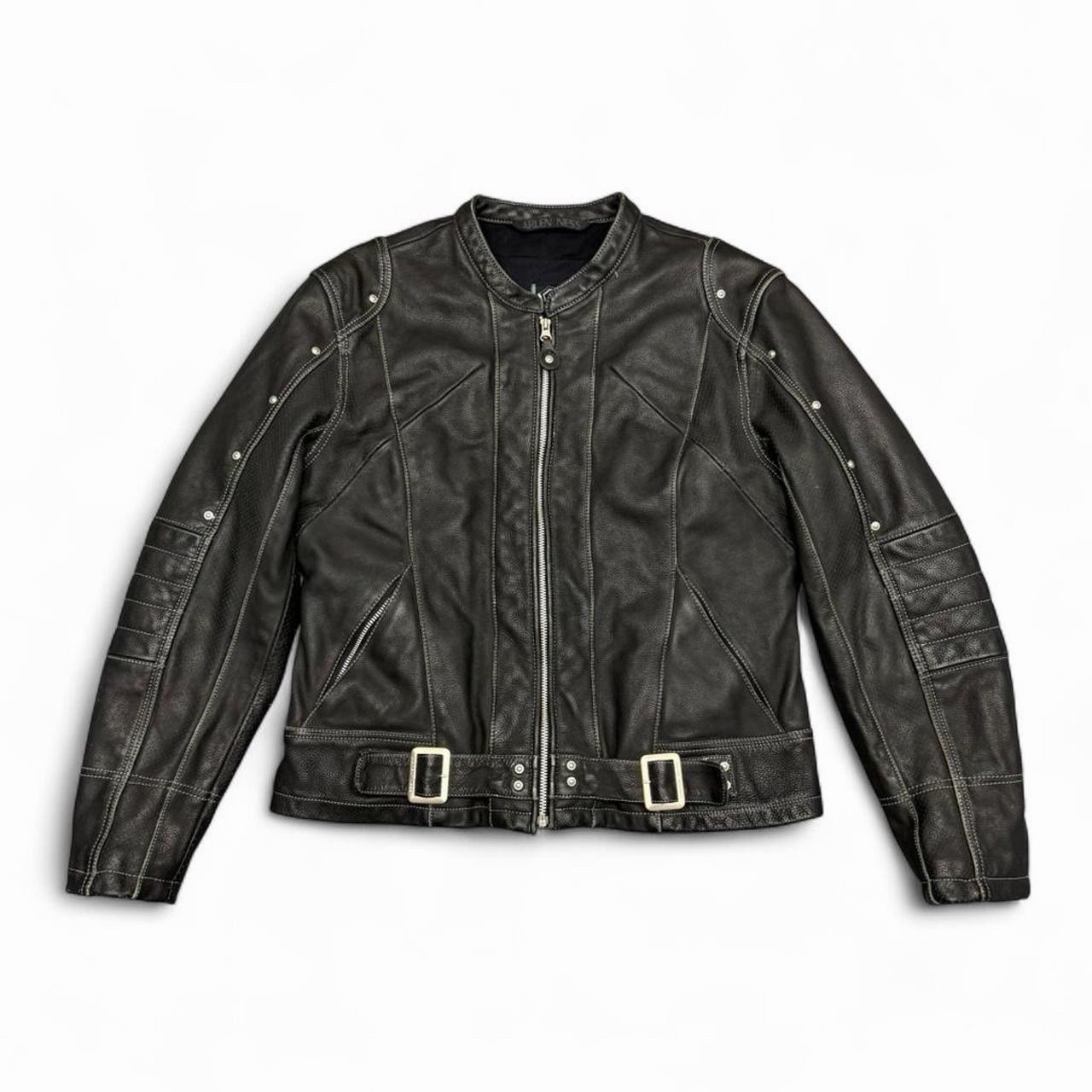 Arlen Ness Genuine Leather Cafe Racer Motorcycle Jacket Black XL - second product detail image