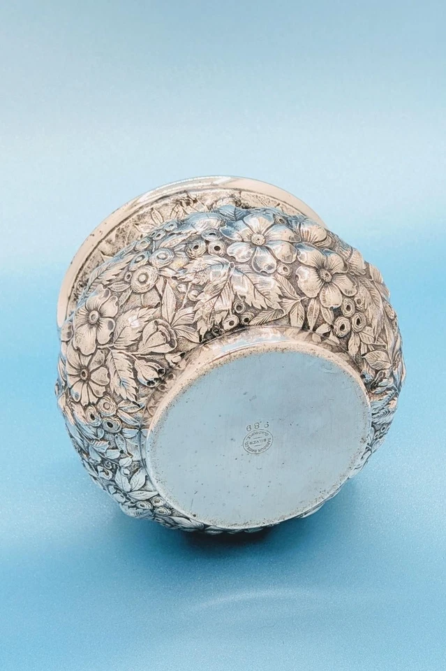 Rare Antique Victorian Barbour Silver Plate Repouse Aesthetic Waste Pot Slop Jar - Image 3 of 4