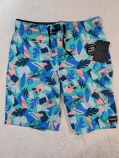 Hurley Youth Boys Board Shorts Swim Trunks Size 20/30 Tropical FIJI Beach Print