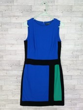 Women's Ralph Lauren Blue Green Color Block Shift Sheath Dress Size 6 Career