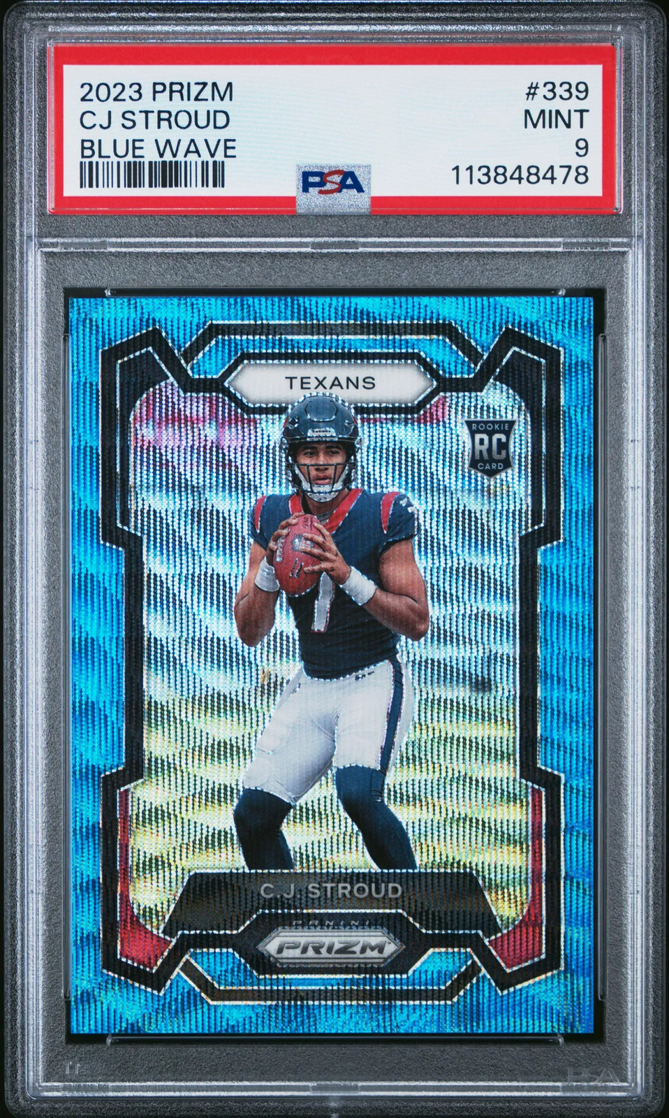 2023 Panini Prizm CJ Stroud Blue Wave #339 168/199 RC PSA 9