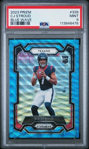 2023 Panini Prizm CJ Stroud Blue Wave #339 168/199 RC PSA 9