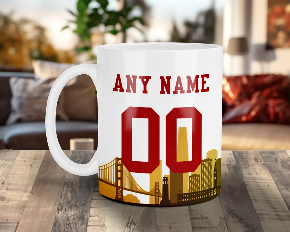 CUSTOMIZABLE San Francisco 49ers Skyline Jersey Mug - Any Name/Number - 11 oz. - Image 2 of 4