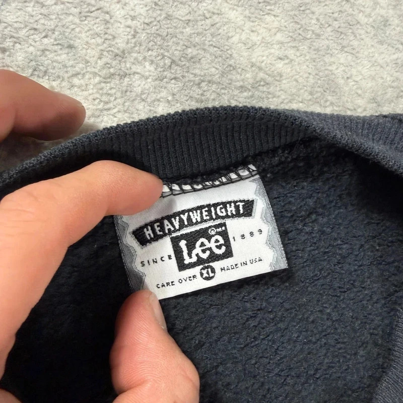 Vintage Lee 90's Heavyweight Black Oversized Size XL Pullover Sweatshirt image 3