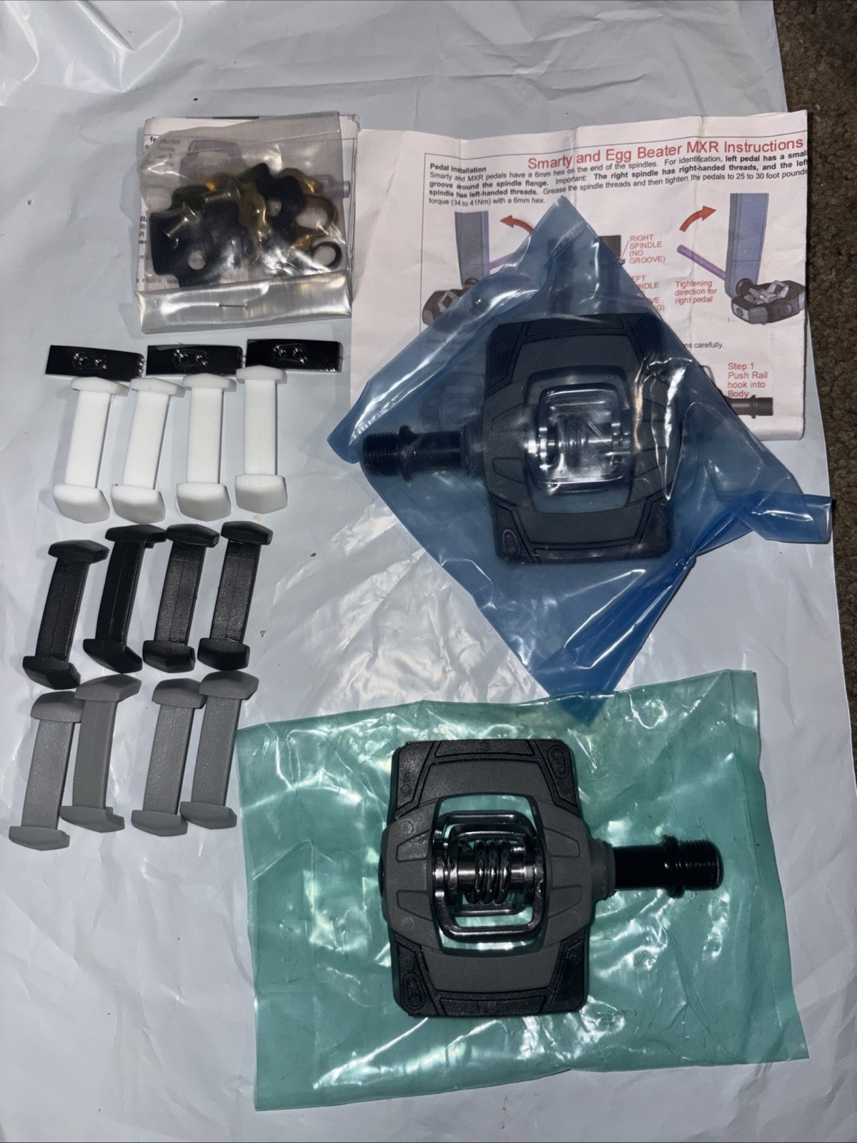 Pair Of Smarty Bike Pedals / Cleats 4 Different Sets Of Colored Rails New No Box