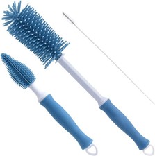 Silicone Cleaning Brush, 12" Long Handle Water Bottle Cleaner for Baby, Sports,