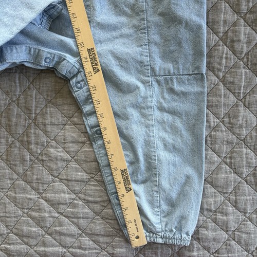 Vintage Oshkosh Denim Bubble Jumpsuit Romper 4T Peterpan Collar Pockets USA 90s - Picture 19 of 24