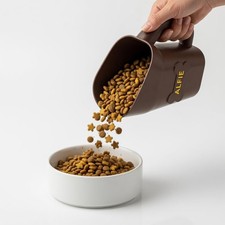 Personalised Dog Food Scoop, Pet Food Scoop with Handle for Dry Food, Brown, wi