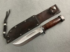 VTG WWII CATTARAUGUS PATTERN# 225Q MILITARY FIGHTING KNIFE & LEATHER BELT CASE