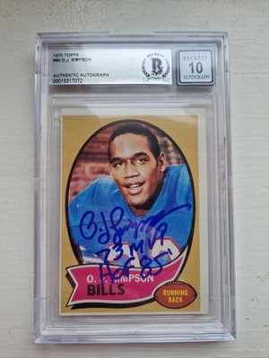 1970 Topps O.J. Simpson #90 signed Auto BAS Beckett 10 Buffalo Bills HOF